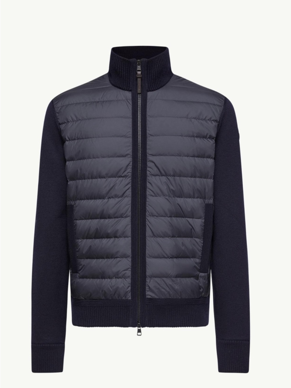 Moncler Classic Black Quilted Front Knit-Sleeve Puffer Jacket - Great Condition